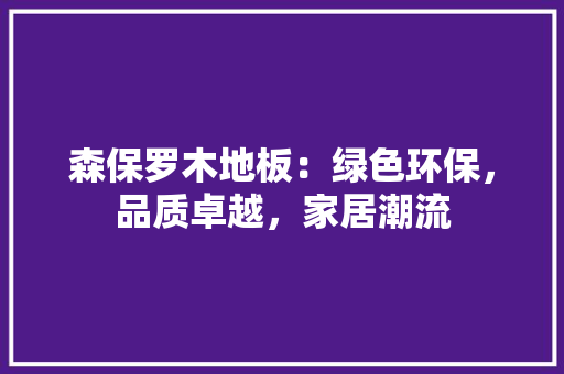 森保罗木地板：绿色环保，品质卓越，家居潮流 室内设计