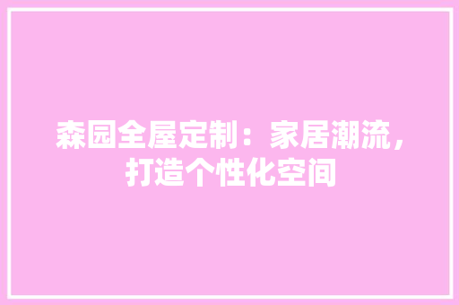 森园全屋定制：家居潮流，打造个性化空间 室内设计