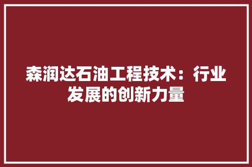 森润达石油工程技术：行业发展的创新力量 室内设计