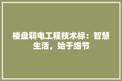 楼盘弱电工程技术标：智慧生活，始于细节 室内设计