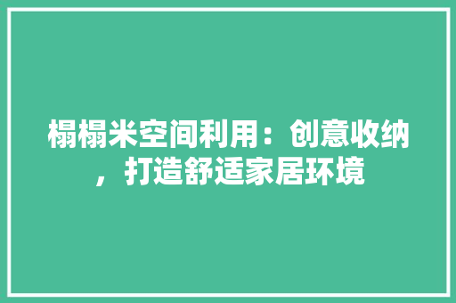 榻榻米空间利用：创意收纳，打造舒适家居环境