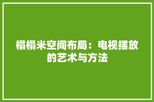 榻榻米空间布局：电视摆放的艺术与方法 室内设计