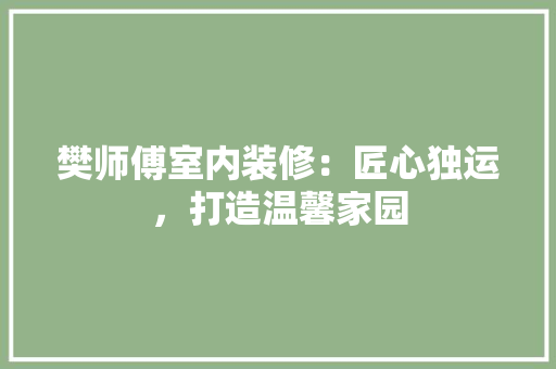 樊师傅室内装修：匠心独运，打造温馨家园 室内设计