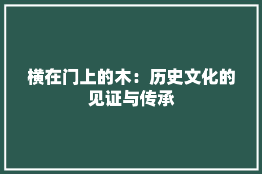 横在门上的木：历史文化的见证与传承