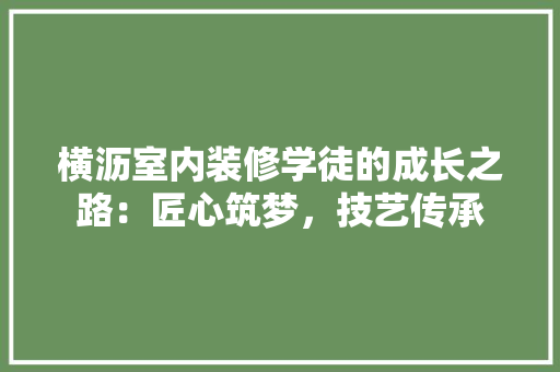 横沥室内装修学徒的成长之路：匠心筑梦，技艺传承