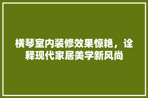 横琴室内装修效果惊艳，诠释现代家居美学新风尚