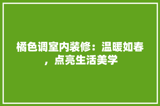 橘色调室内装修：温暖如春，点亮生活美学