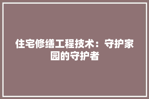 住宅修缮工程技术：守护家园的守护者 家居装修