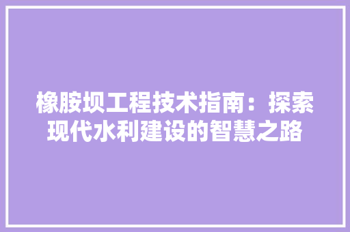 橡胺坝工程技术指南：探索现代水利建设的智慧之路