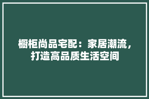 橱柜尚品宅配：家居潮流，打造高品质生活空间 室内设计