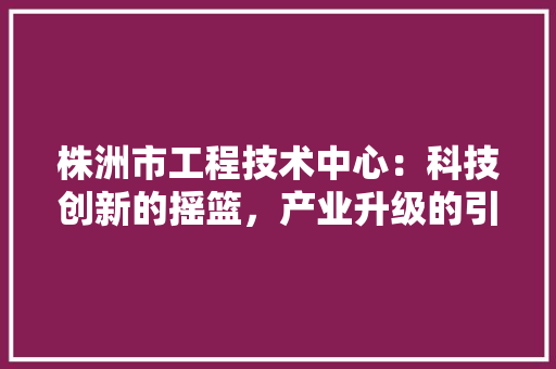 株洲市工程技术中心：科技创新的摇篮，产业升级的引擎
