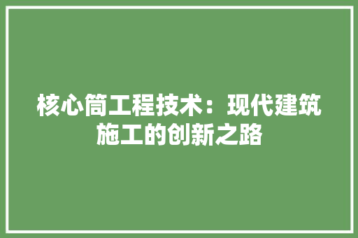 核心筒工程技术：现代建筑施工的创新之路 室内设计