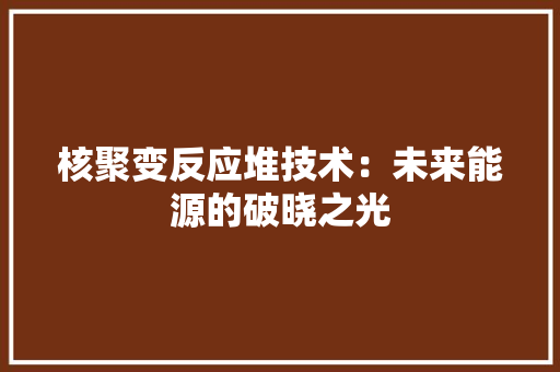 核聚变反应堆技术：未来能源的破晓之光 室内设计