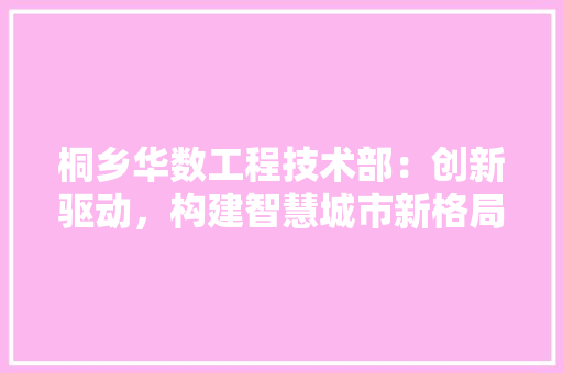 桐乡华数工程技术部：创新驱动，构建智慧城市新格局