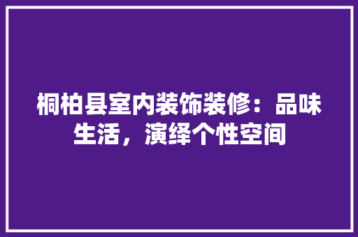 桐柏县室内装饰装修：品味生活，演绎个性空间 室内设计
