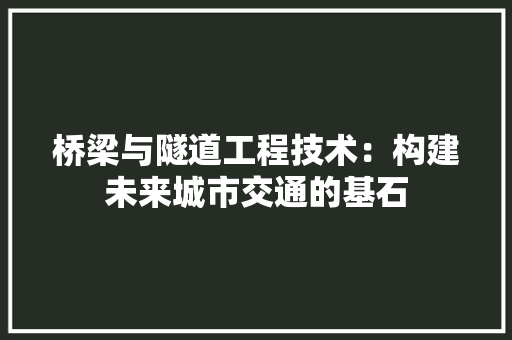 桥梁与隧道工程技术：构建未来城市交通的基石 室内设计