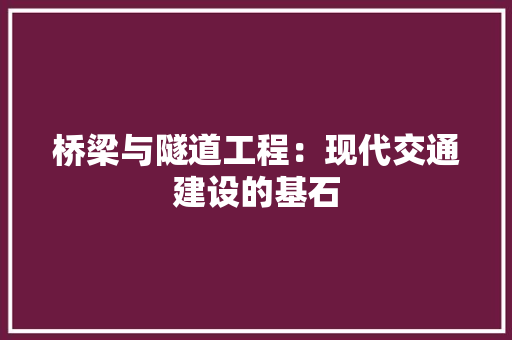 桥梁与隧道工程：现代交通建设的基石 室内设计