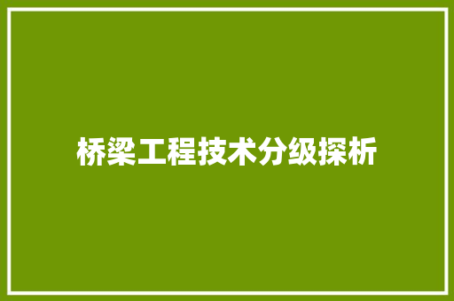桥梁工程技术分级探析 室内设计