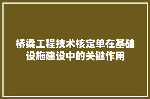 桥梁工程技术核定单在基础设施建设中的关键作用 室内设计