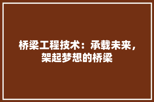 桥梁工程技术：承载未来，架起梦想的桥梁 室内设计