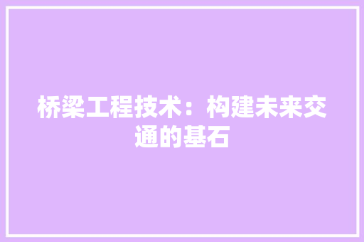 桥梁工程技术：构建未来交通的基石 室内设计