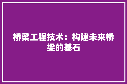 桥梁工程技术：构建未来桥梁的基石 室内设计