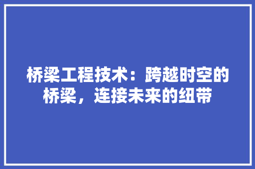 桥梁工程技术：跨越时空的桥梁，连接未来的纽带 室内设计