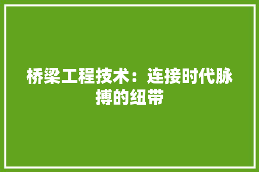 桥梁工程技术：连接时代脉搏的纽带 室内设计