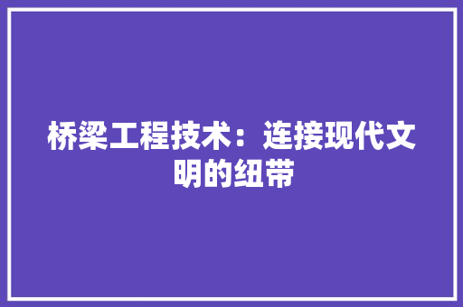 桥梁工程技术：连接现代文明的纽带 室内设计