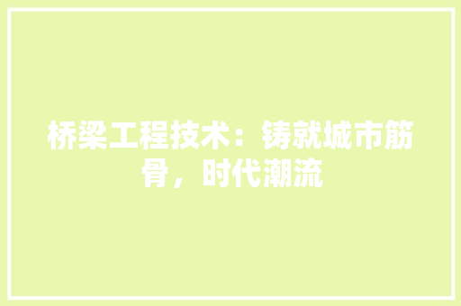 桥梁工程技术：铸就城市筋骨，时代潮流 室内设计
