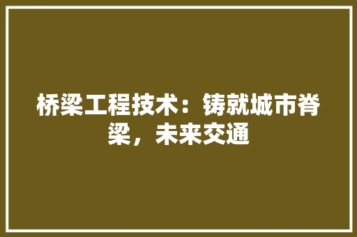 桥梁工程技术：铸就城市脊梁，未来交通 室内设计