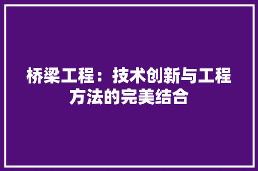 桥梁工程：技术创新与工程方法的完美结合 室内设计