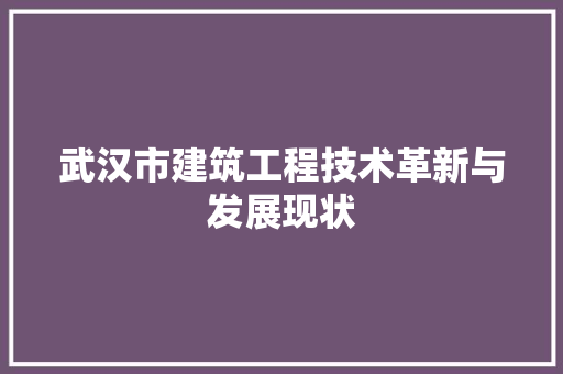 武汉市建筑工程技术革新与发展现状 室内设计