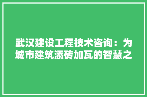 武汉建设工程技术咨询：为城市建筑添砖加瓦的智慧之选 室内设计