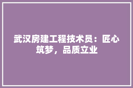 武汉房建工程技术员：匠心筑梦，品质立业 室内设计