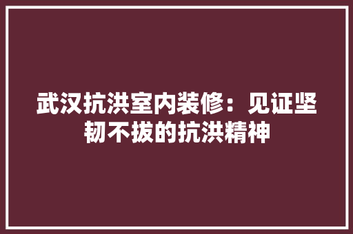 武汉抗洪室内装修：见证坚韧不拔的抗洪精神 室内设计