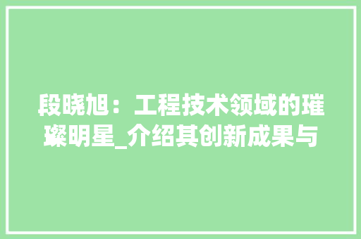 段晓旭：工程技术领域的璀璨明星_介绍其创新成果与未来展望 室内设计