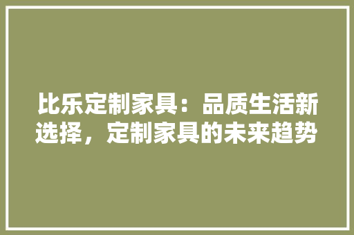 比乐定制家具：品质生活新选择，定制家具的未来趋势 室内设计