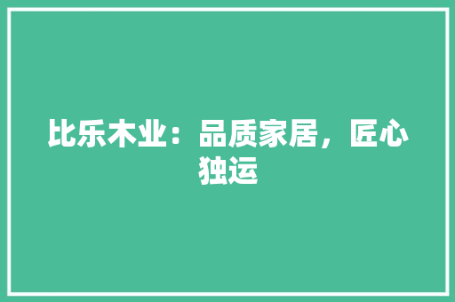 比乐木业：品质家居，匠心独运 室内设计