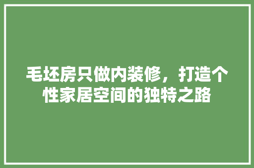 毛坯房只做内装修，打造个性家居空间的独特之路