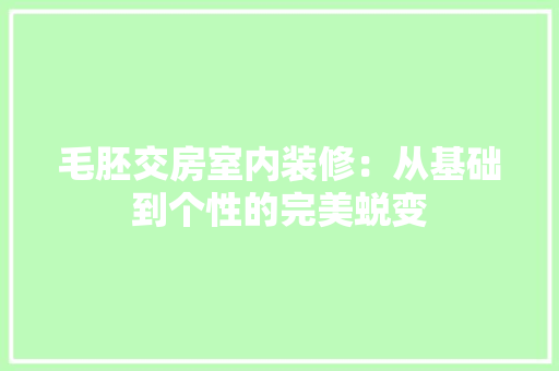 毛胚交房室内装修：从基础到个性的完美蜕变 室内设计