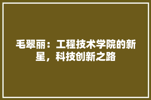 毛翠丽：工程技术学院的新星，科技创新之路