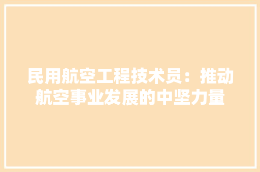 民用航空工程技术员：推动航空事业发展的中坚力量 室内设计