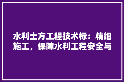 水利土方工程技术标：精细施工，保障水利工程安全与高效 室内设计