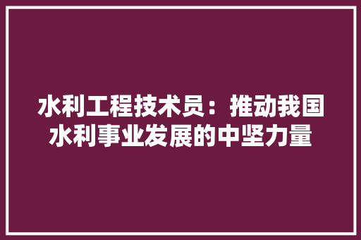 水利工程技术员：推动我国水利事业发展的中坚力量 室内设计