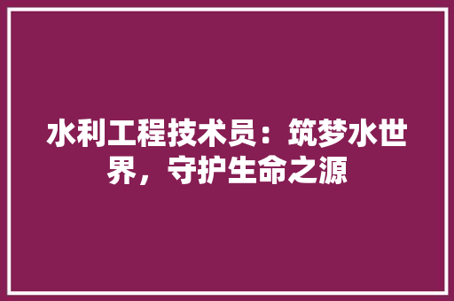 水利工程技术员：筑梦水世界，守护生命之源 室内设计