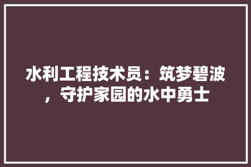 水利工程技术员：筑梦碧波，守护家园的水中勇士 室内设计