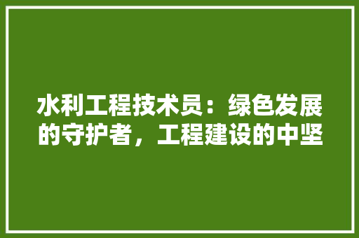 水利工程技术员：绿色发展的守护者，工程建设的中坚力量 室内设计