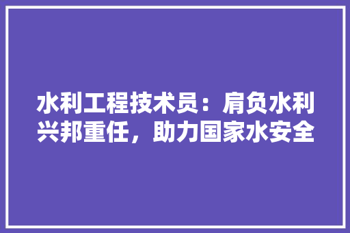水利工程技术员：肩负水利兴邦重任，助力国家水安全 室内设计