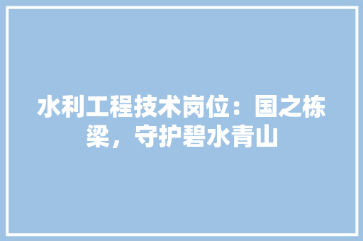 水利工程技术岗位：国之栋梁，守护碧水青山 室内设计